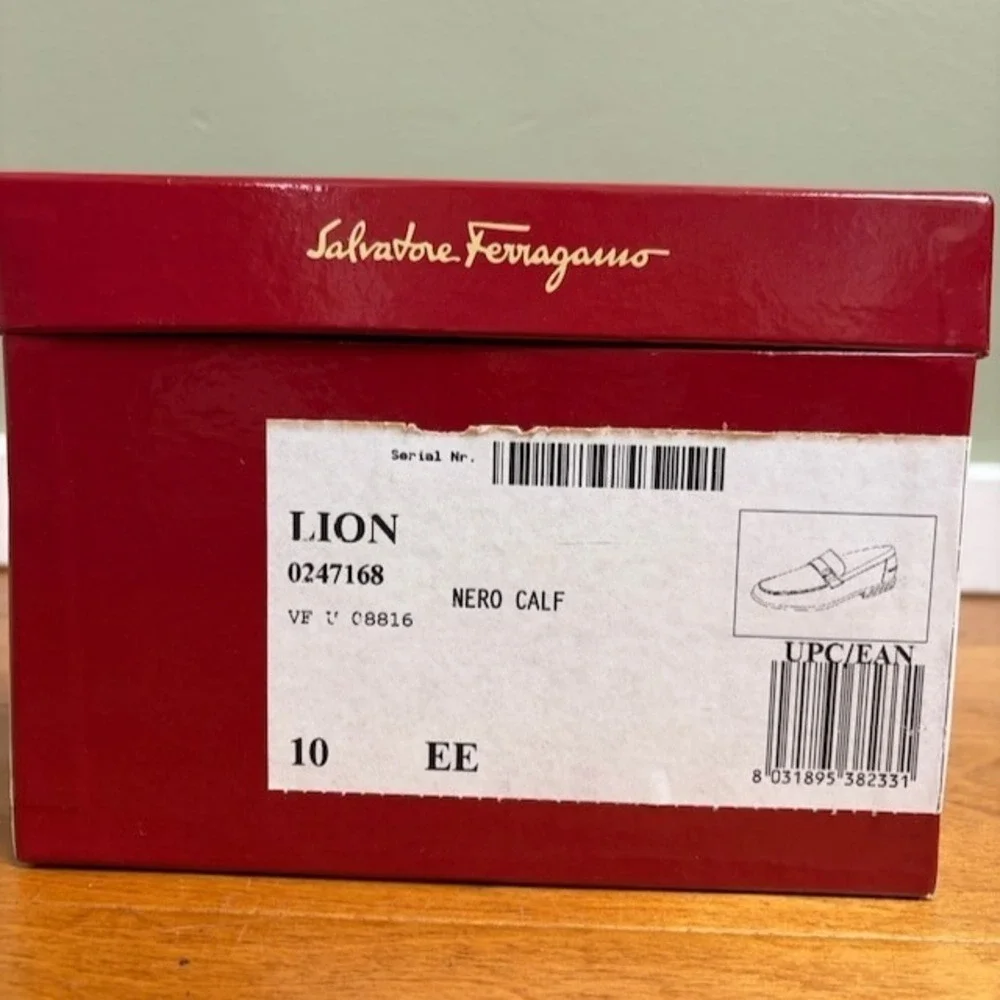 Salvatore Ferragamo Lion Mens Dress Shoes Sz 10ee Black Leather Special Occasion